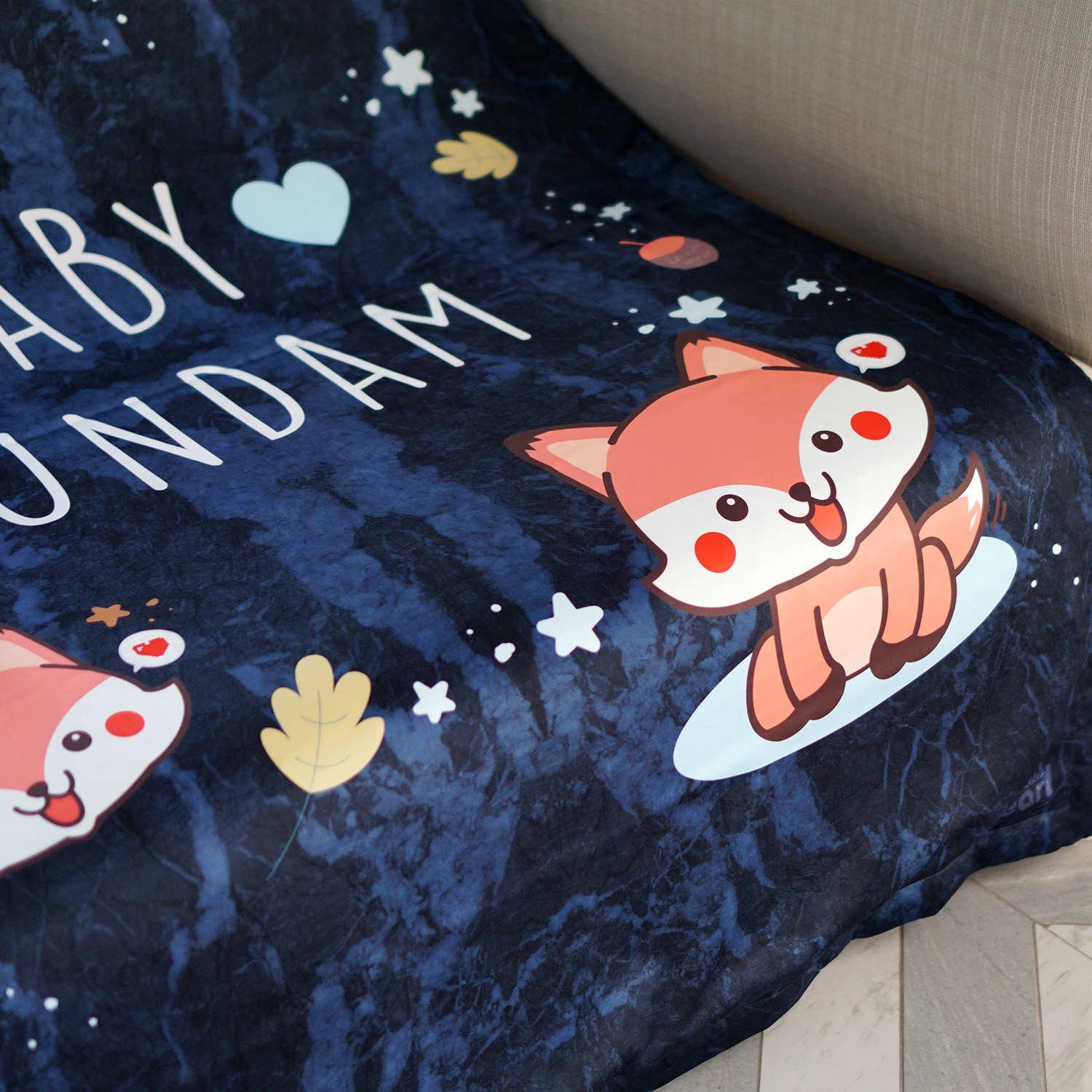 ผ้าห่มสั่งทำใส่ชื่อ ลายหินอ่อนสีกรม - Fox