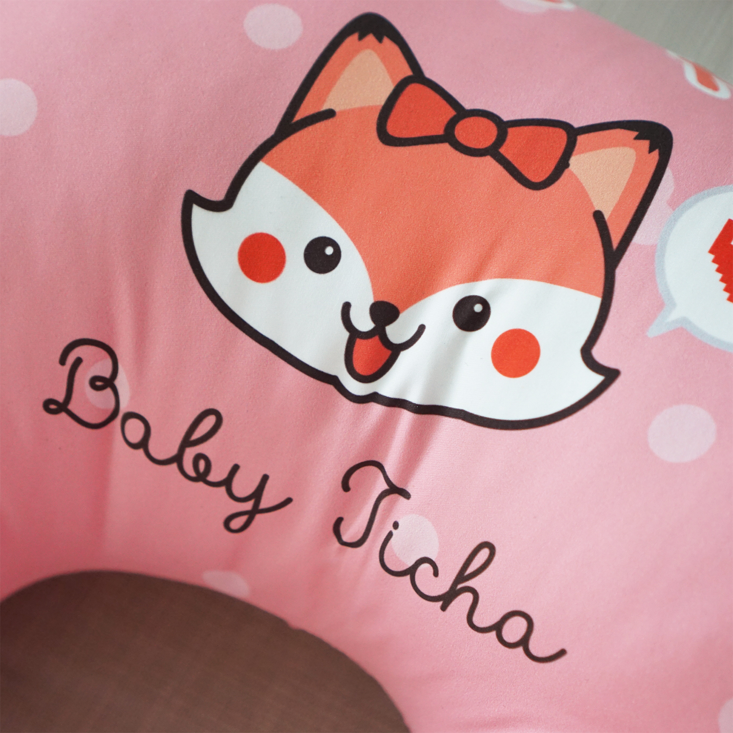 ชุดของขวัญเด็กแรกเกิด NP2 ผ้าคลุมให้นม + หมอนรองให้นม ลาย Fox - Pink
