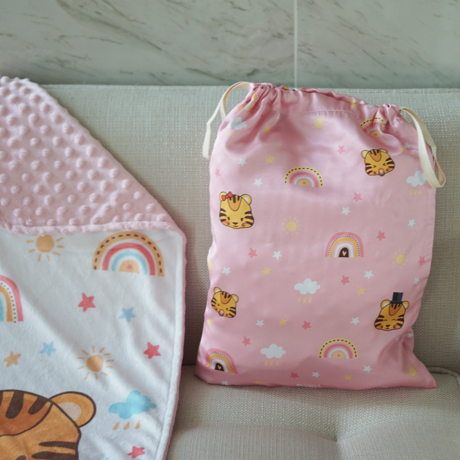 ผ้าห่ม Minky 75x100cm พร้อมส่ง ลาย Tiger