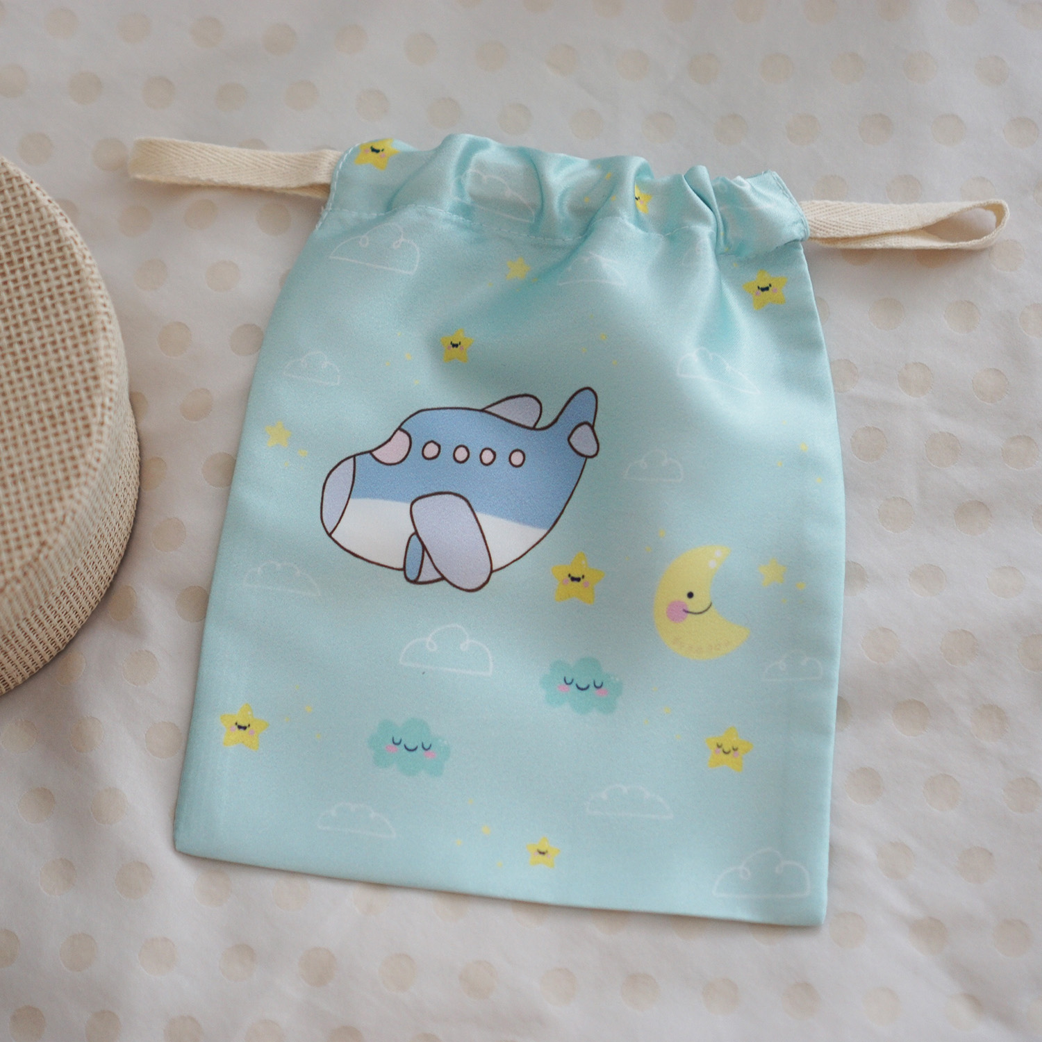 ผ้าคลุมให้นม สั่งทำใส่ชือ ลาย Plane - Mint