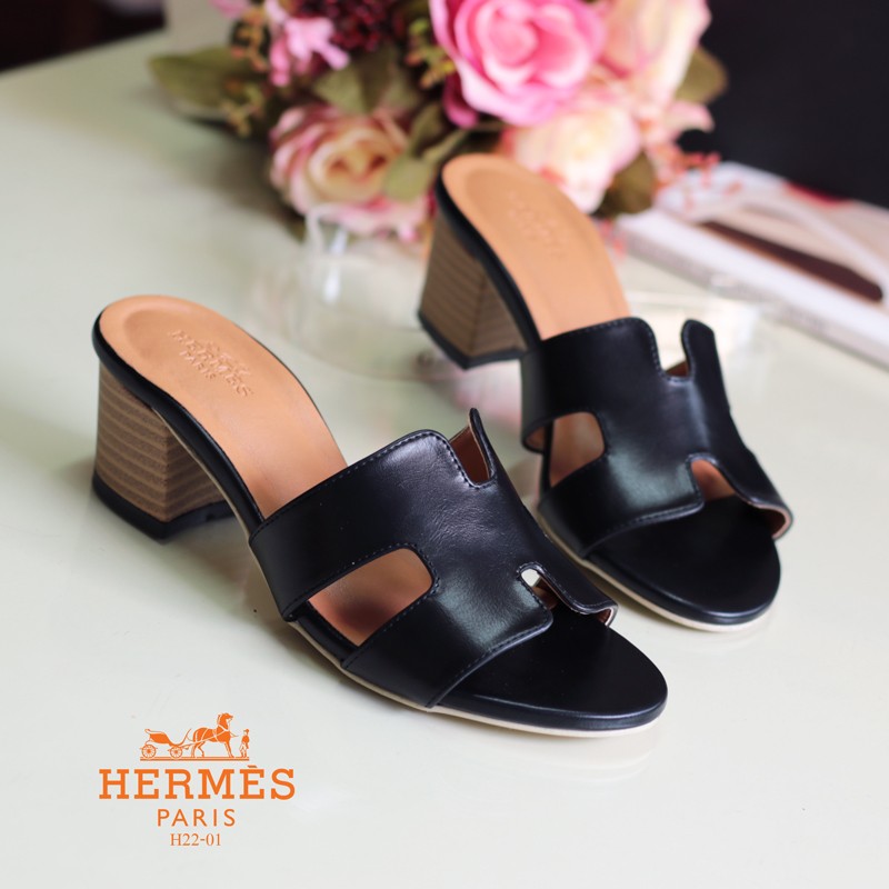 รองเท้าแตะสวมเสริมส้น Style Hermes (สีขาว)