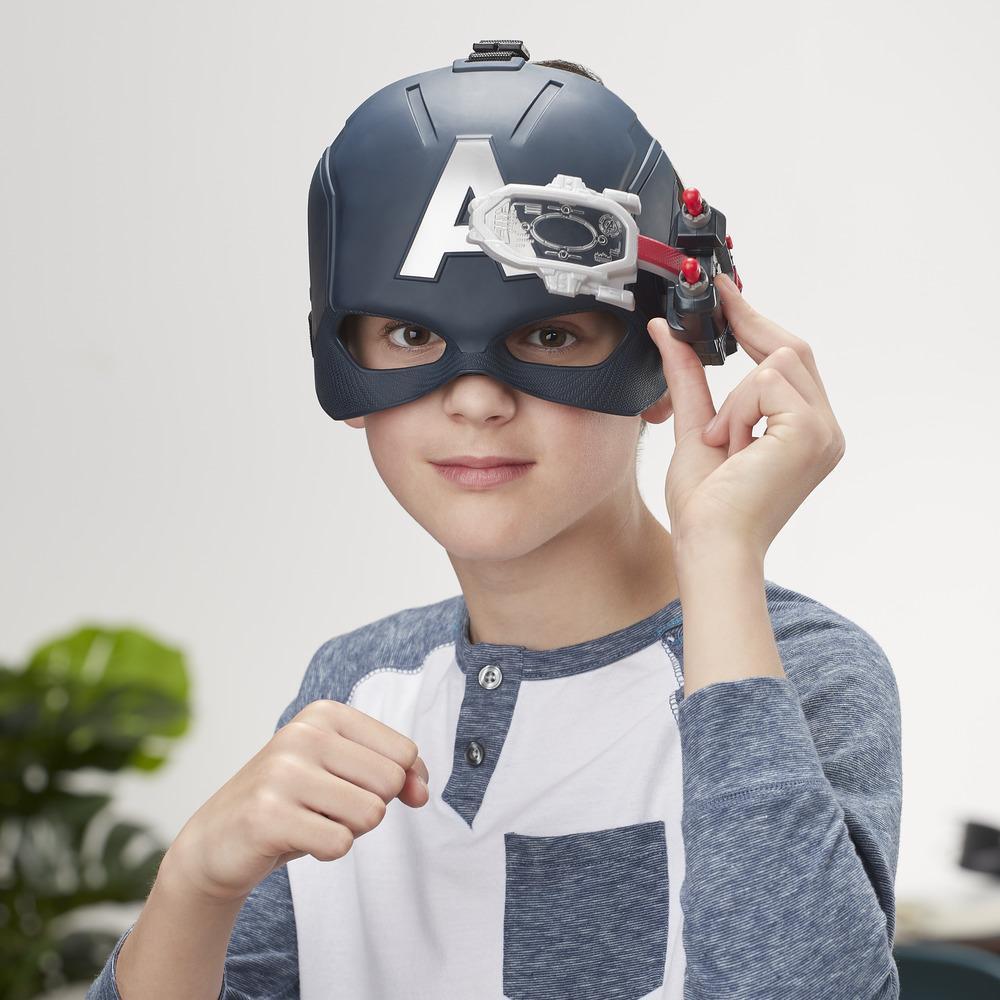 Hasbro Marvel Avengers Captain America Scope Vision Helmet หมวกหน้ากาก กัปตัน อเมริกา (แบบครึ่งใบ) มีแสงสีแดง-เขียว ปรับขึ้นลงได้ บรรจุแท่งยิงได้ ลิขสิทธิ์แท้