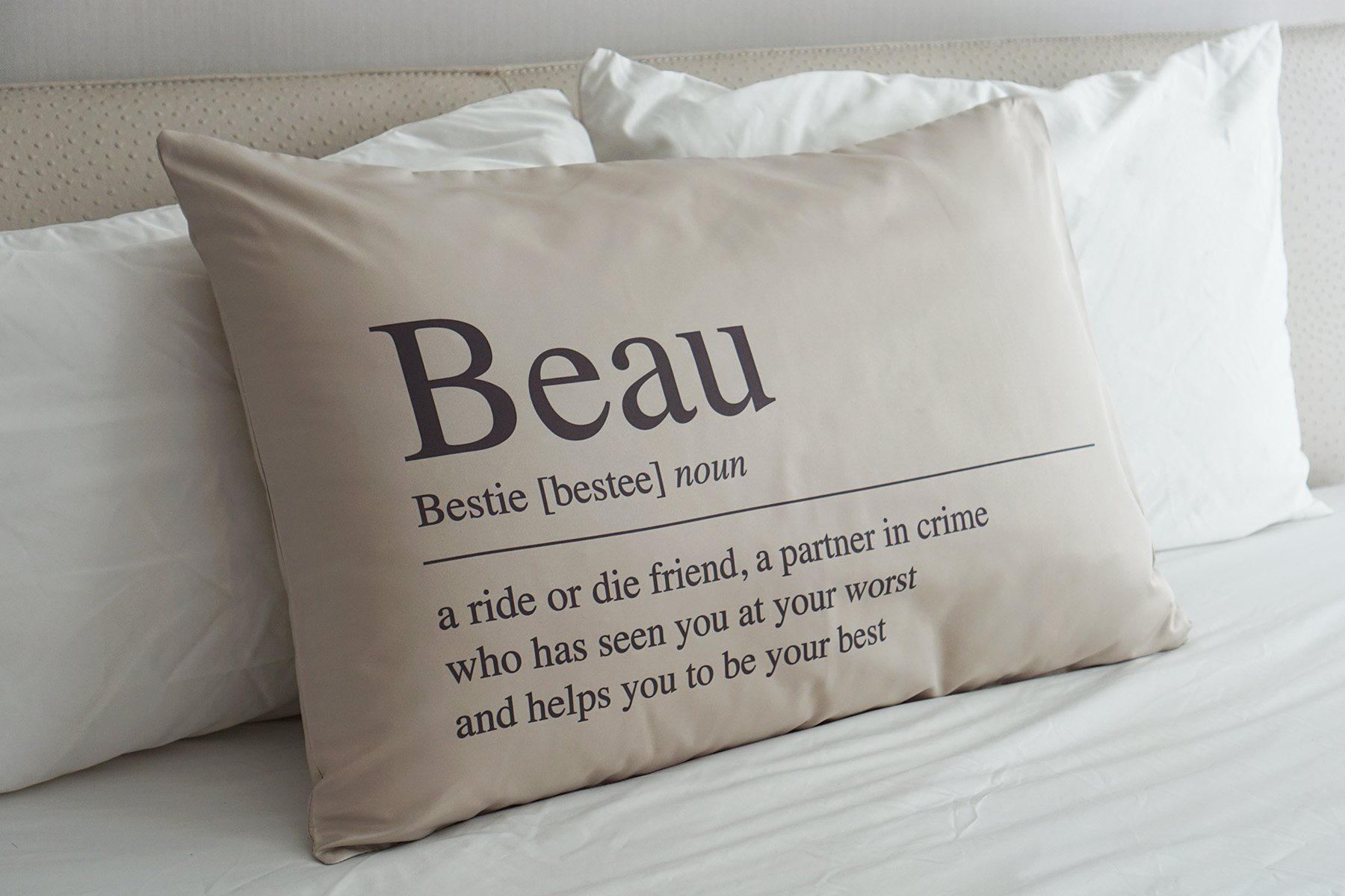 ปลอกหมอนหนุนสีเบจ ลาย Dictionary - Dark Brown (ใบเดียว)