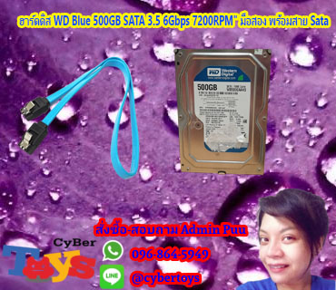 ฮาร์ดดิส WD Blue 500GB SATA 3.5 6Gbps 7200RPM" มือสอง พร้อมสาย Sata