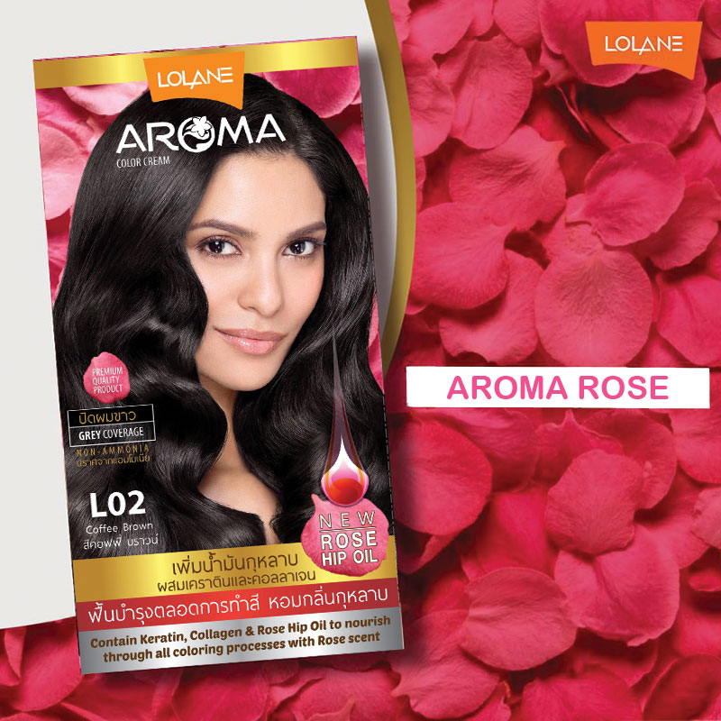 ครีมเปลี่ยนสีผม โลแลน อโรมา คัลเลอร์ ครีม Lolane Aroma L02 สีคอฟฟี่ บราวน์ 145 กรัม