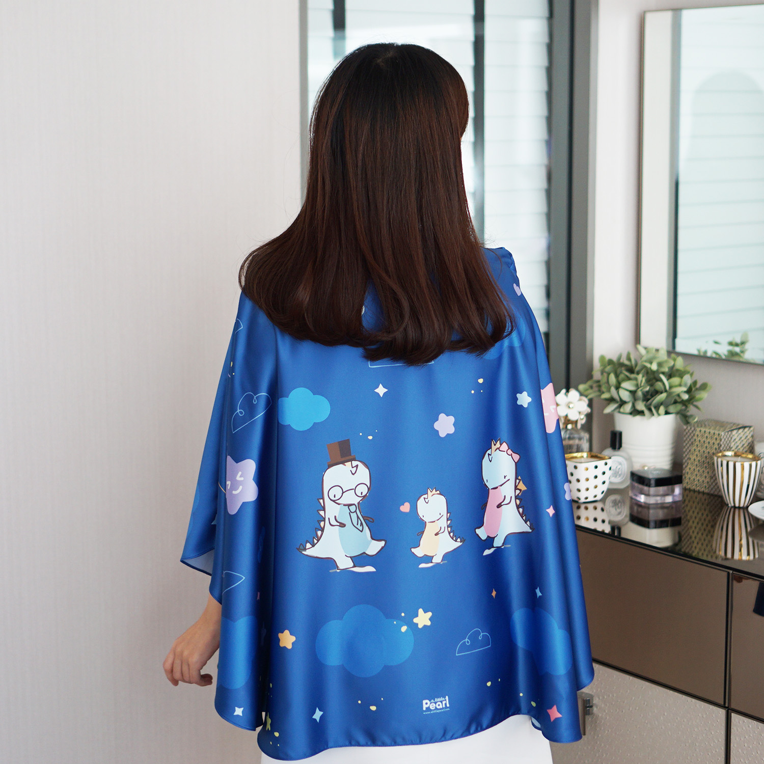 ผ้าคลุมให้นม สั่งทำใส่ชือ ลาย Dinosaur - Dark Blue
