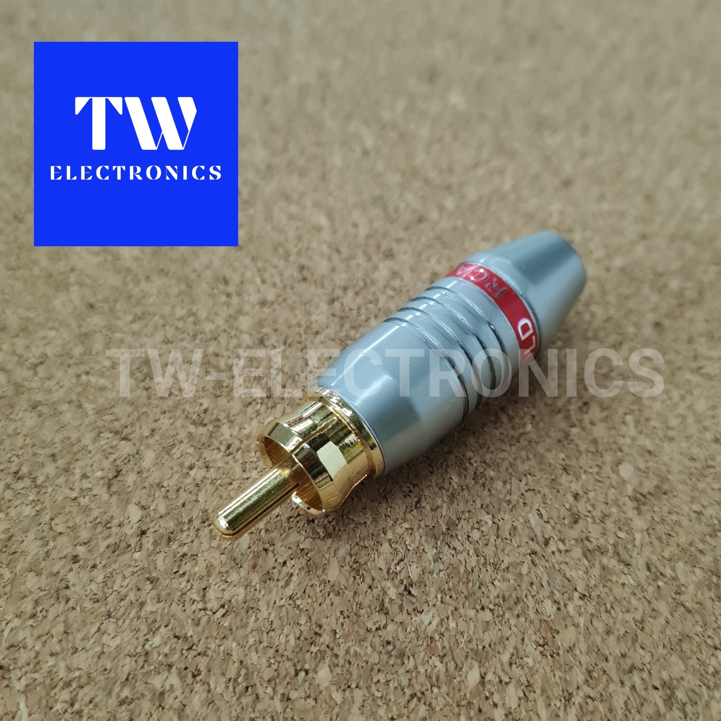 RCA ตัวผู้ (4mm) บรอนด์เทา,คาดแดง
