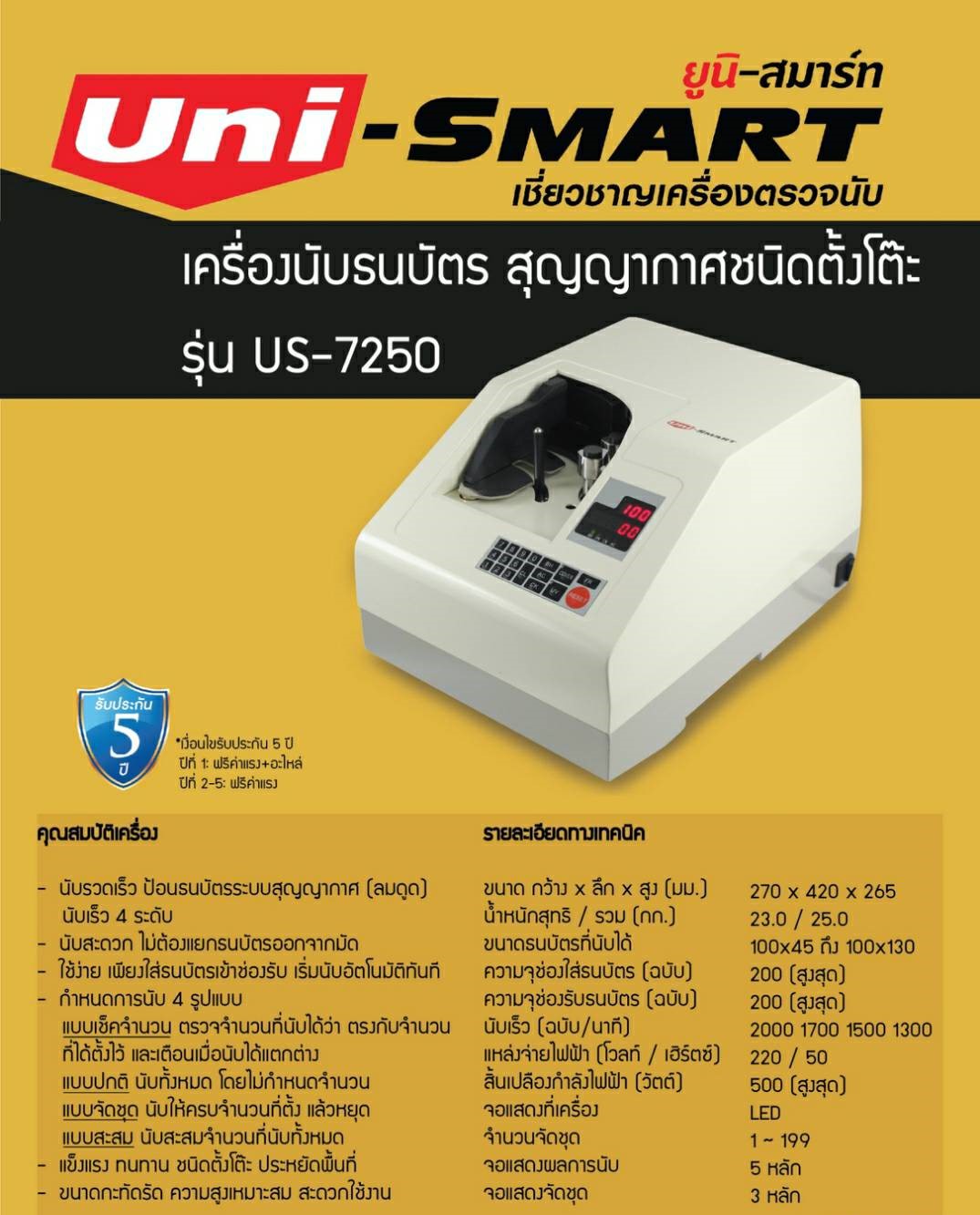 ขายถูก เครื่องนับธนบัตร รุ่น US-7250