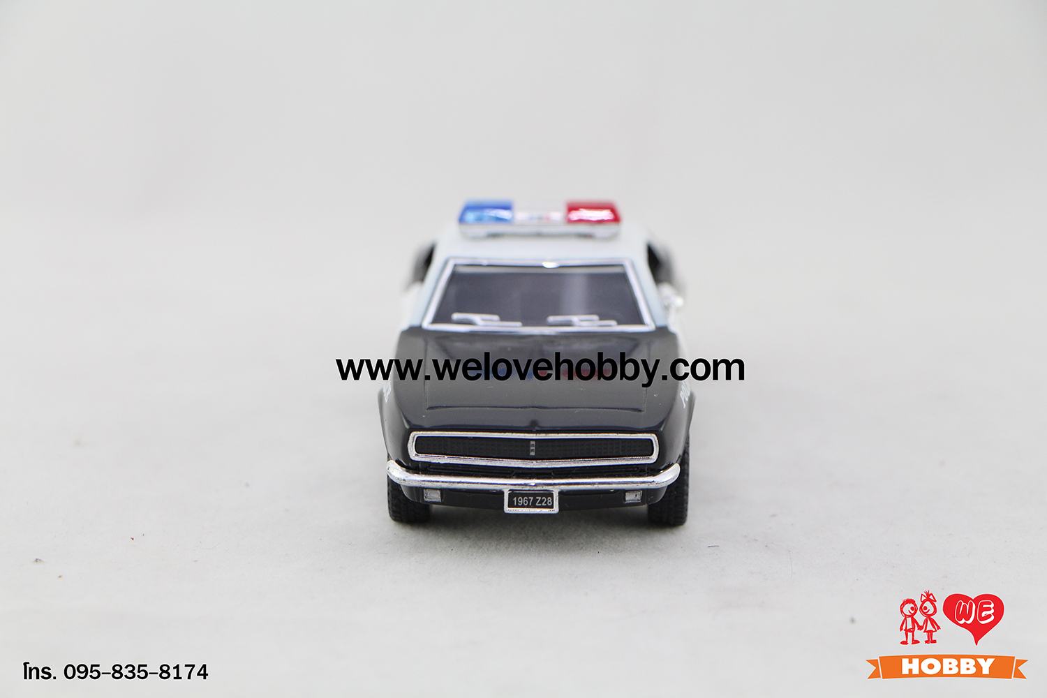 โมเดลรถตำรวจ 1967 Chevrolet Chevy Camaro Z-28 สีดำ-ขาว Scale 1:37