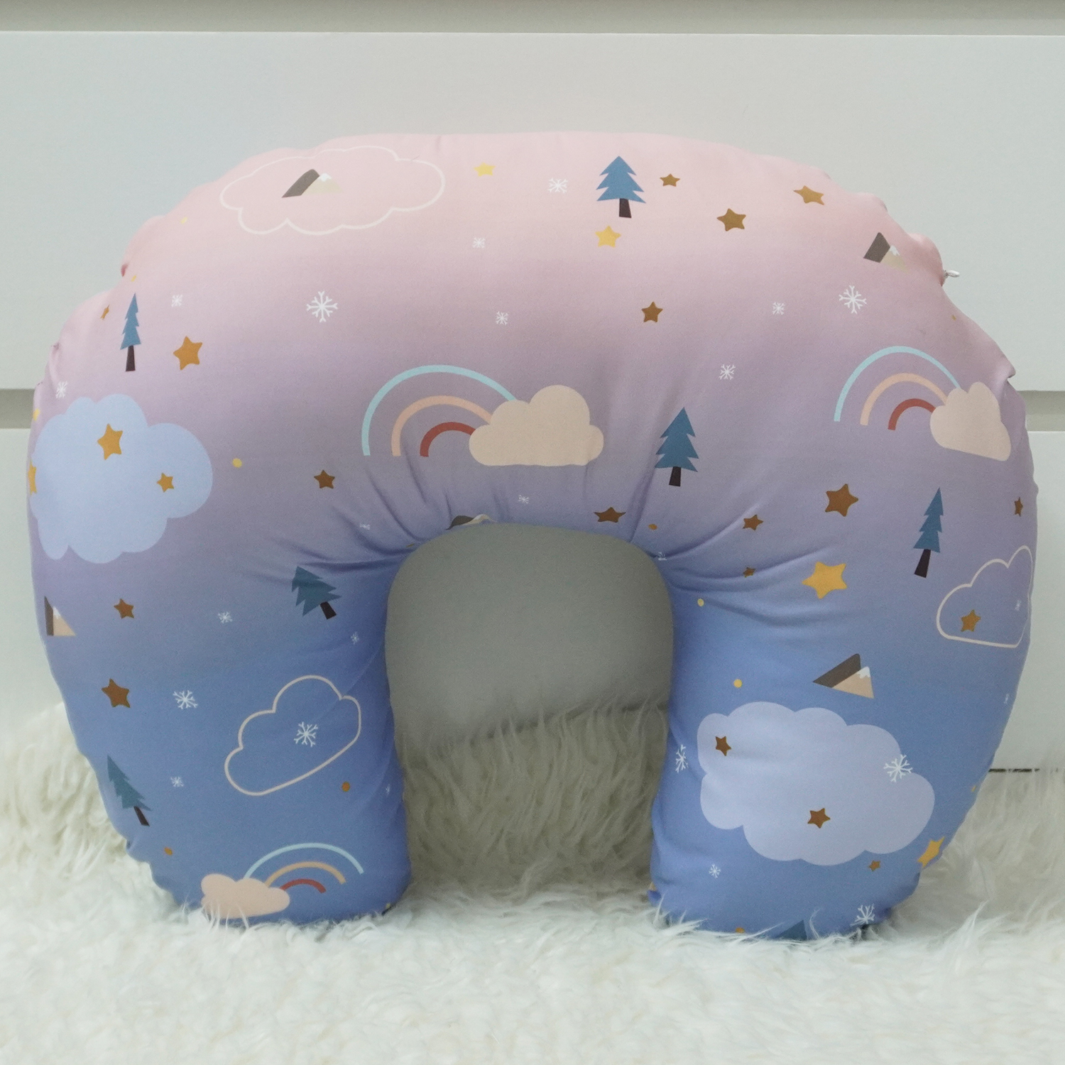 หมอนรองให้นม สั่งทำใส่ชื่อ ลาย Woodland - Blue Pink