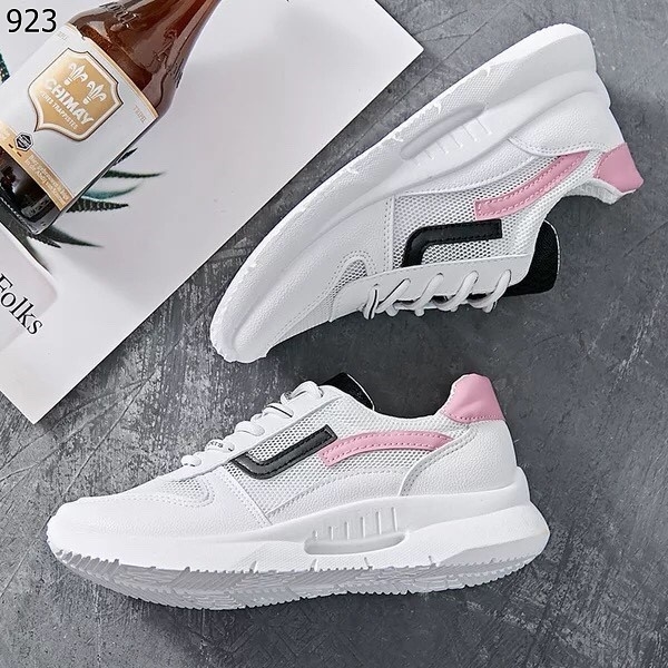 รองเท้าผ้าใบผ้าตาข่ายแต่งลายแฟชั่น (สีแดง)