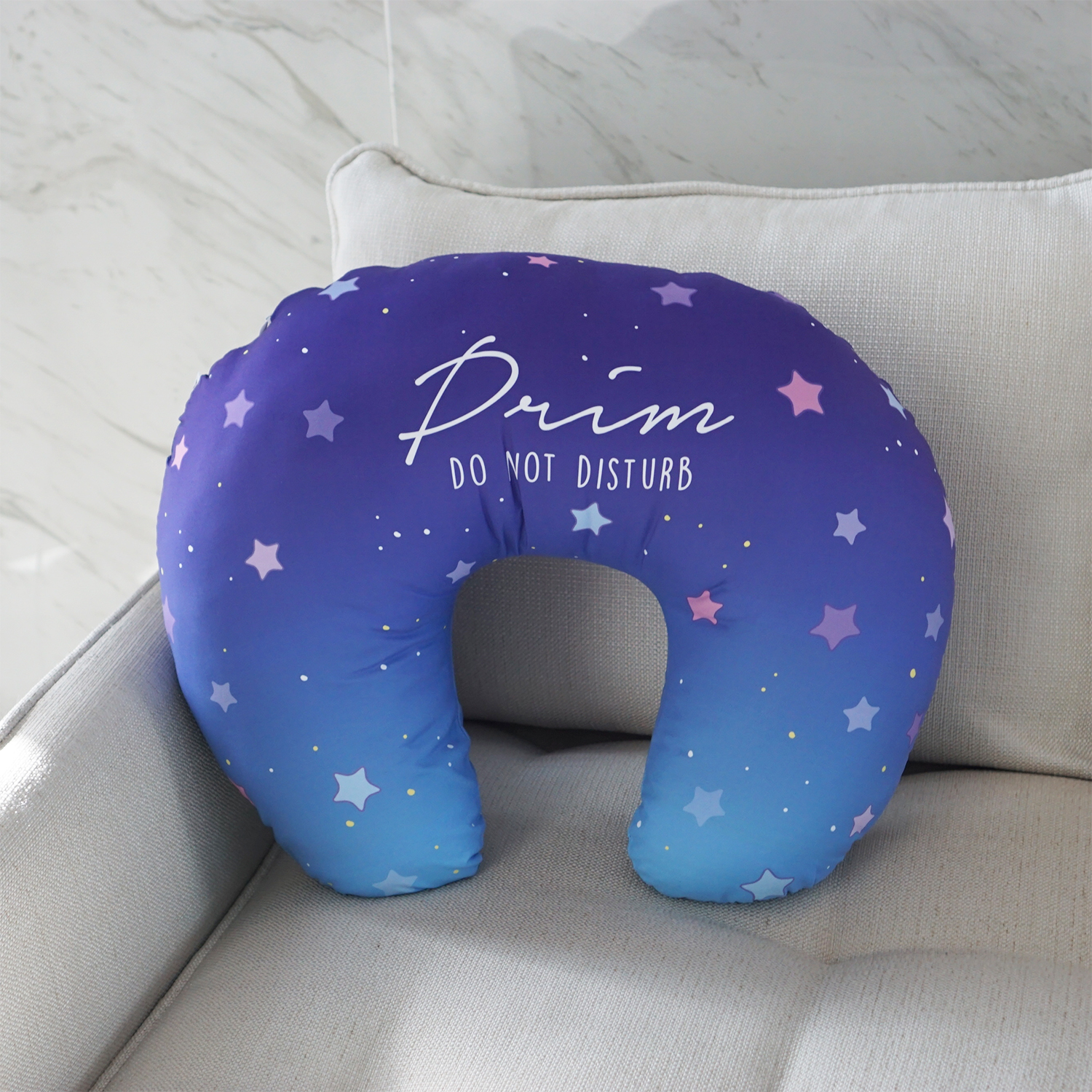 หมอนรองให้นม สั่งทำใส่ชื่อ ลาย Little Stars - Navy Blue