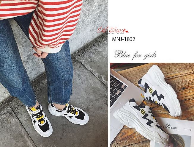 รองเท้าผ้าใบสไตล์Sportแต่งสีแฟชั่น (สีเหลือง)