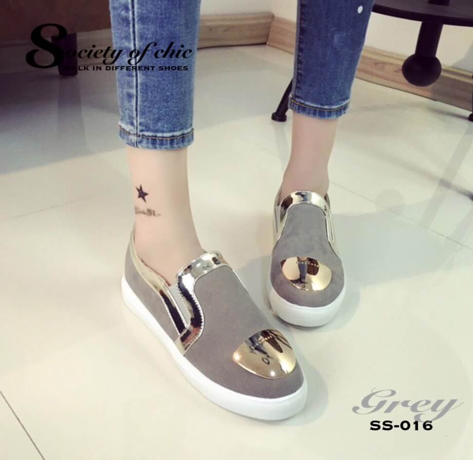 รองเท้า Two Tone Metalic Loafer (สีเทา)