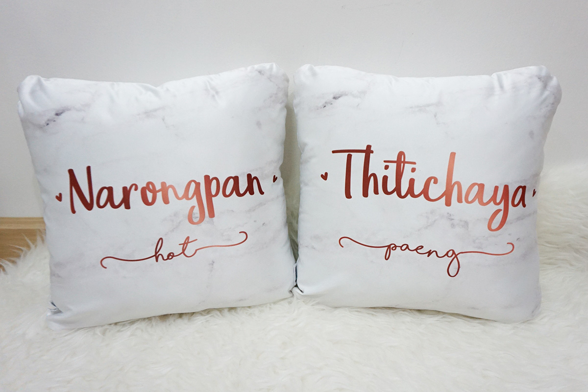 หมอนอิงสั่งทำใส่ชื่อ ลาย Marble - Copper