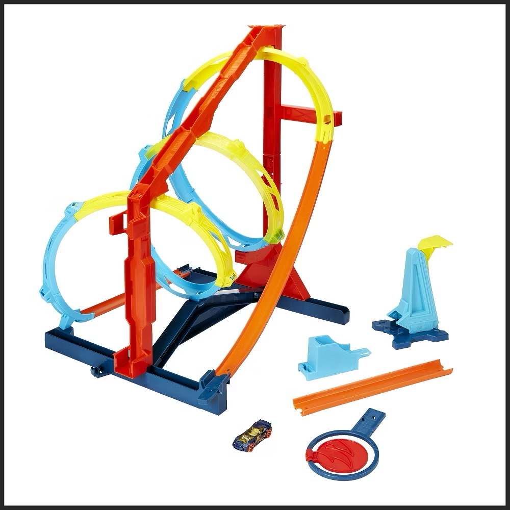 Hot Wheels Track Builder Unlimited Corkscrew Twist Kit ฮอตวีลแทร็กบิลเดอร์ ชุดรางเกลียวชนเป้า (HDX79) ลิขสิทธิ์แท้