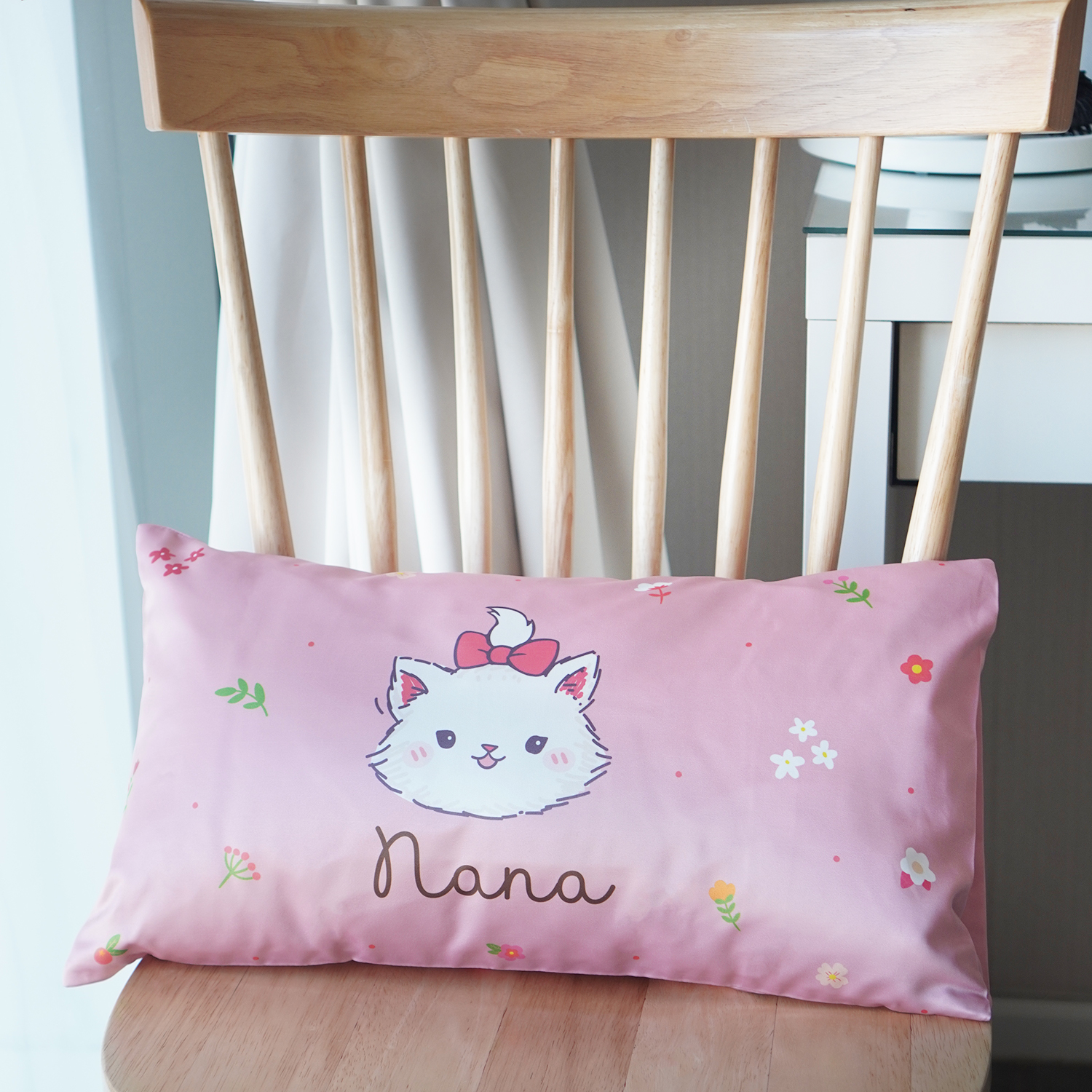 หมอนเด็ก สั่งทำใส่ชื่อ ลาย Marie - Pink