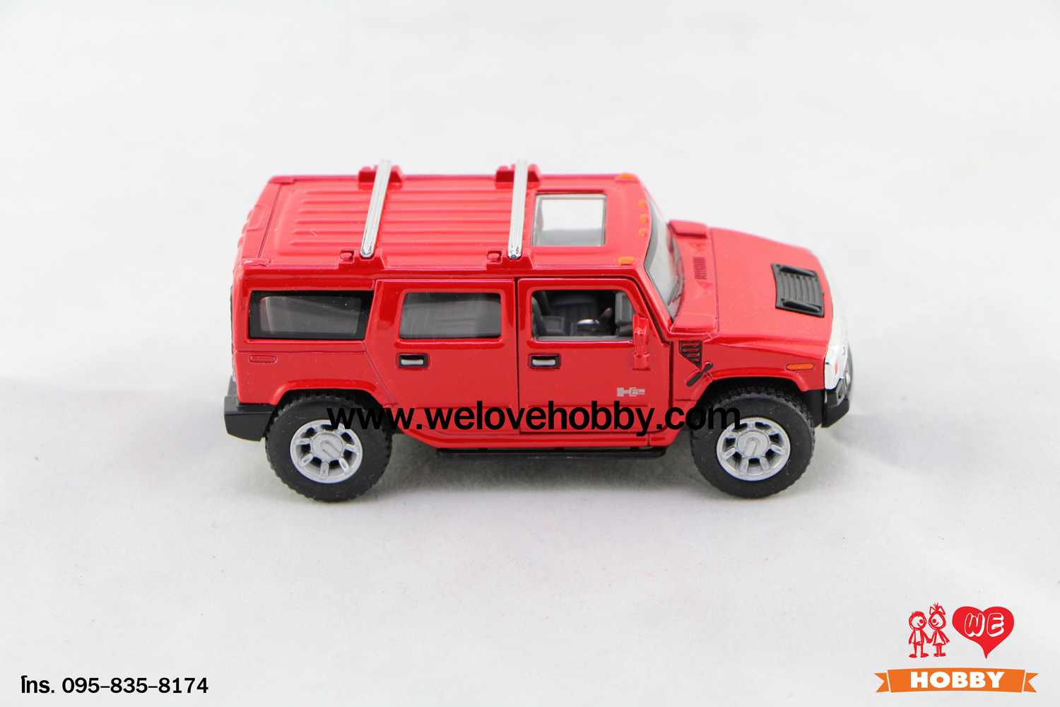 โมเดลรถ 2008 Hummer H2 SUV สีแดง Scale 1:40