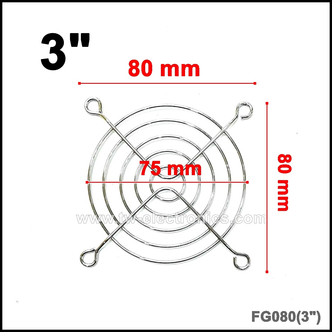 ตะแกรงพัดลมระบายความร้อน 80mm (3นิ้ว) / FG080 (3”)