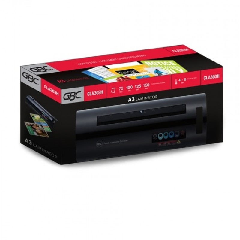 ขายถูก เครื่องเคลือบบัตรพลาสติก GBC CLA303 A3 แถมฟรี พลาสิก 125M A4 100แผ่น