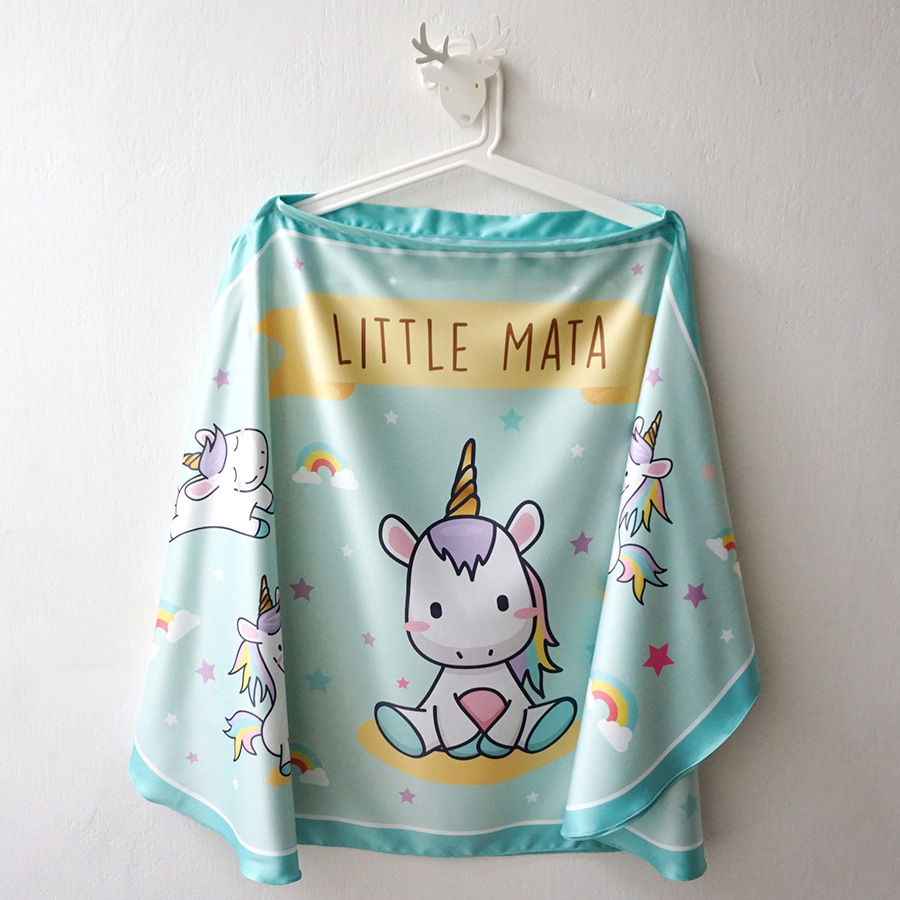 ผ้าคลุมให้นม สั่งทำใส่ชือ ลาย Unicorn - Mint