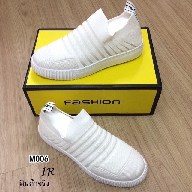รองเท้าผ้าใบผ้าทอร่องแบบสวม