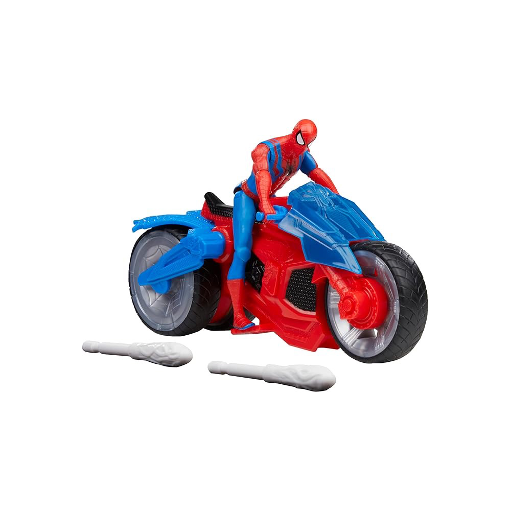 Hasbro Marvel Spider-Man Web Blast Cycle Kids Playset with Poseable Spider-Man Action Figure (4") ฮาสโบร มาร์เวล อเวนเจอร์ส หุ่นโมเดลฟิกเกอร์ สไปเดอร์แมน ขนาด 4 นิ้ว และ มอเตอร์ไซด์ ลิขสิทธิ์แท้