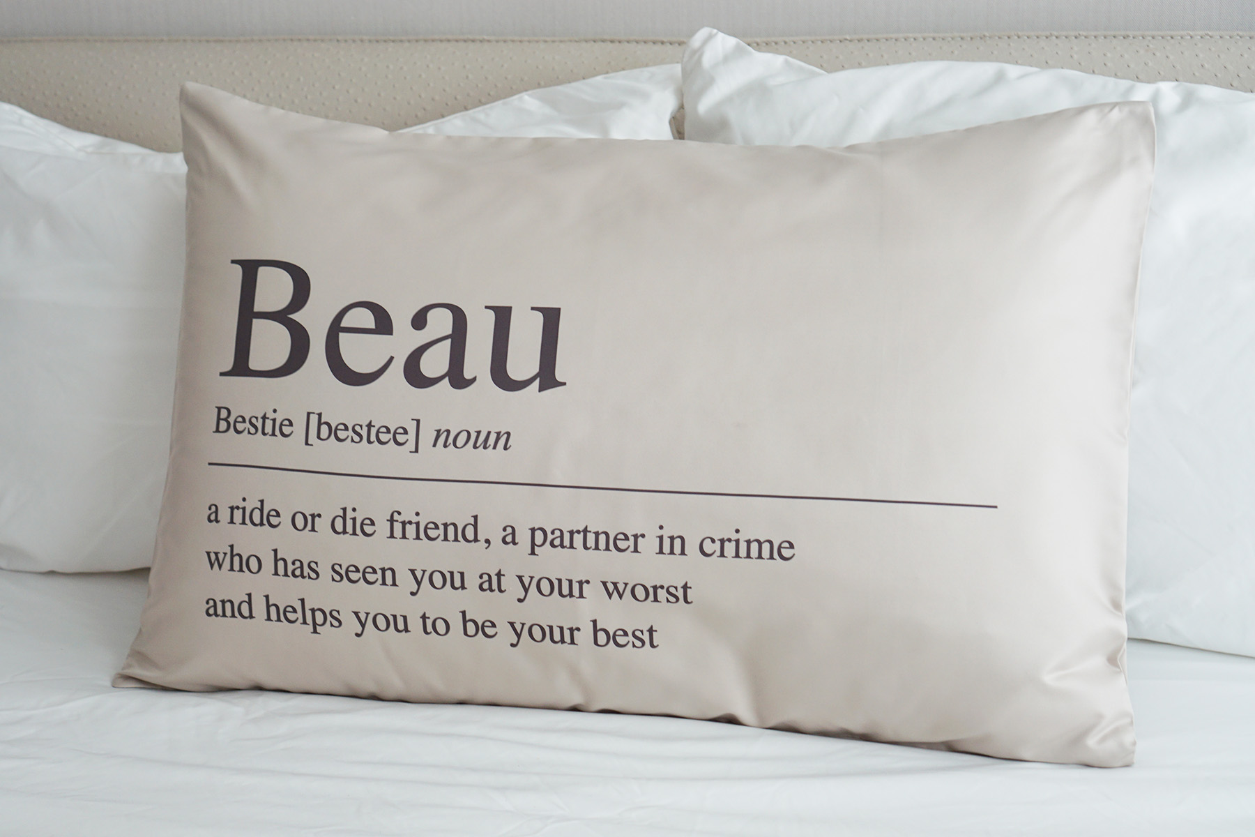 ปลอกหมอนหนุนสีเบจ ลาย Dictionary - Dark Brown (ใบเดียว)