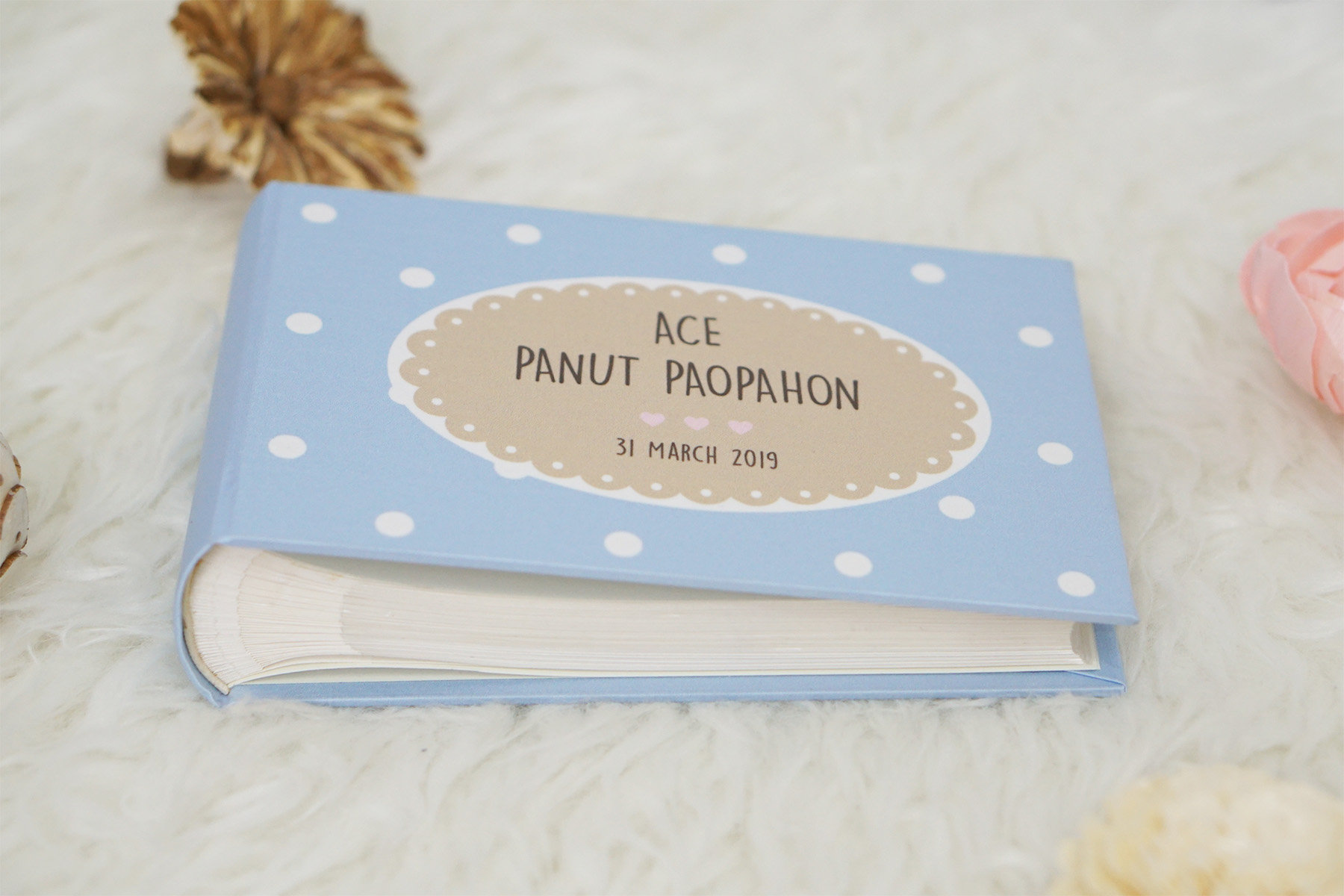อัลบั้มสั่งทำใส่ชื่อ ลาย Polka Dot - Oval Label