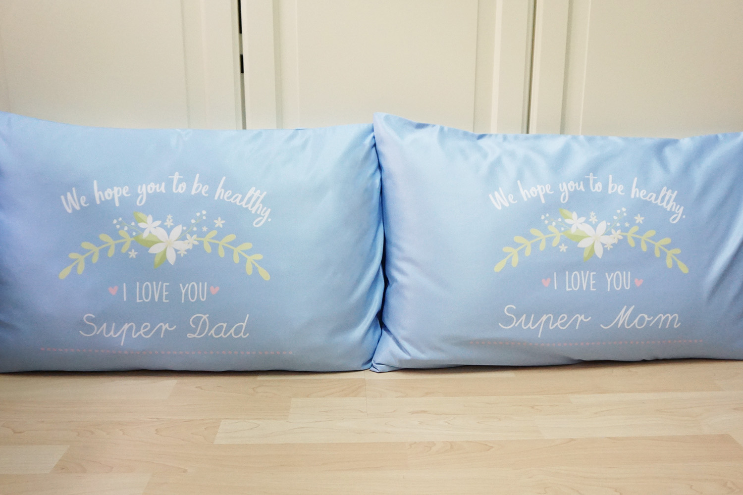 ปลอกหมอนหนุนคู่ พิมพ์ลายเต็มผืน Jasmine - Bow - Blue