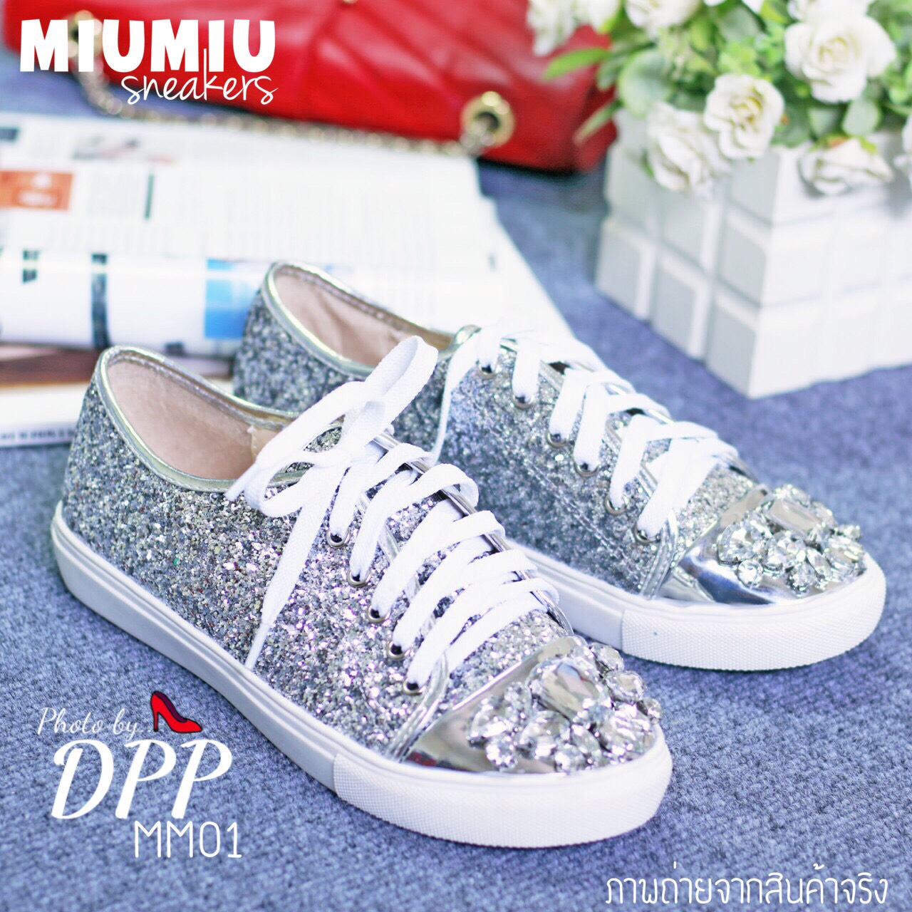 รองเท้าผ้าใบ Miumiu Glitter 2016