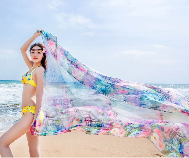 ผ้าชายหาดชีฟอง ชมพูเทพี