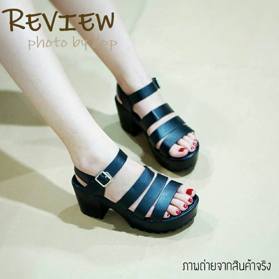 พร้อมส่ง : รองเท้าสไตล์เกาหลีSTYLE NANDA 3สาย(สีดำ)