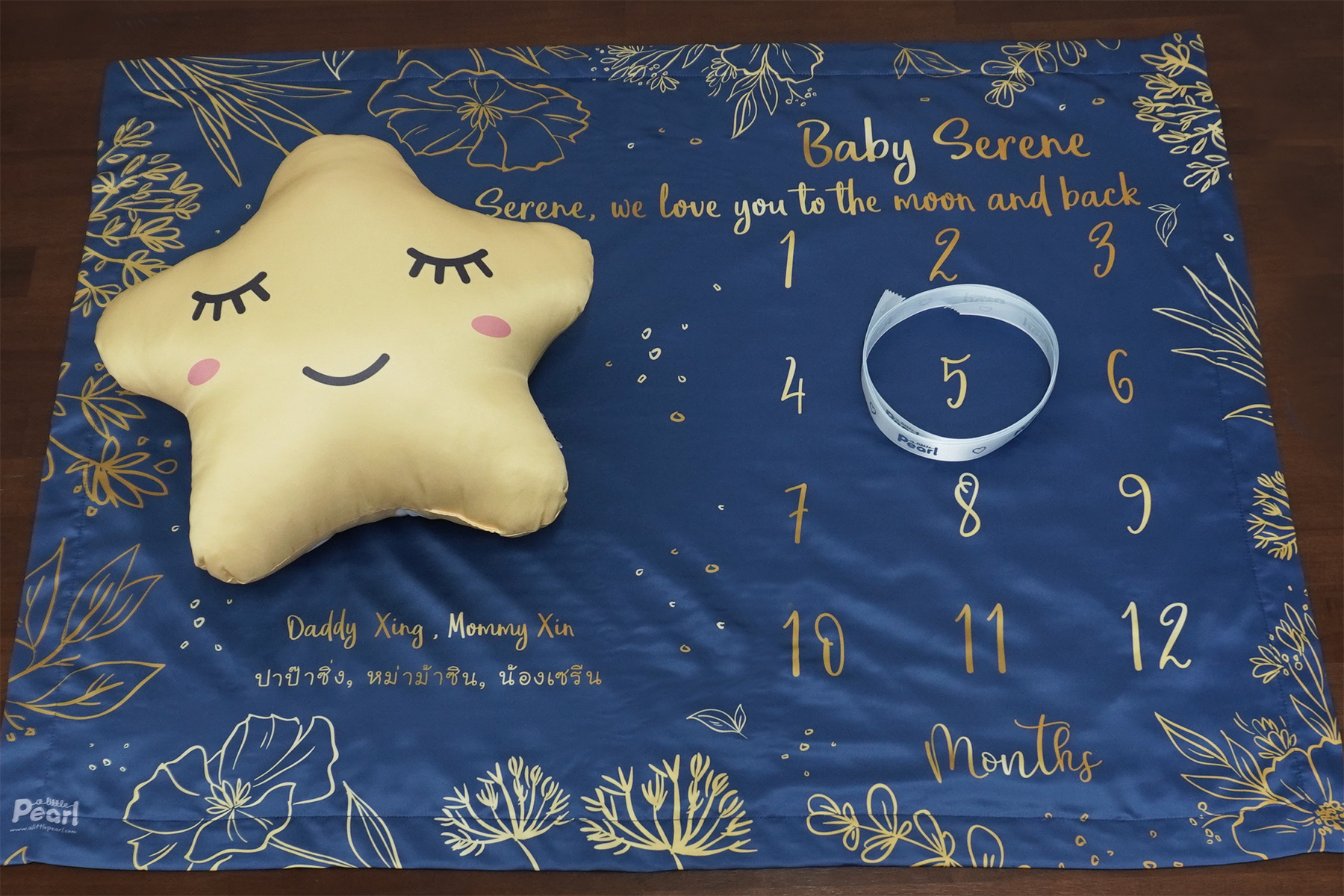 ผ้าห่ม Milestone ลาย Botanical - Navy