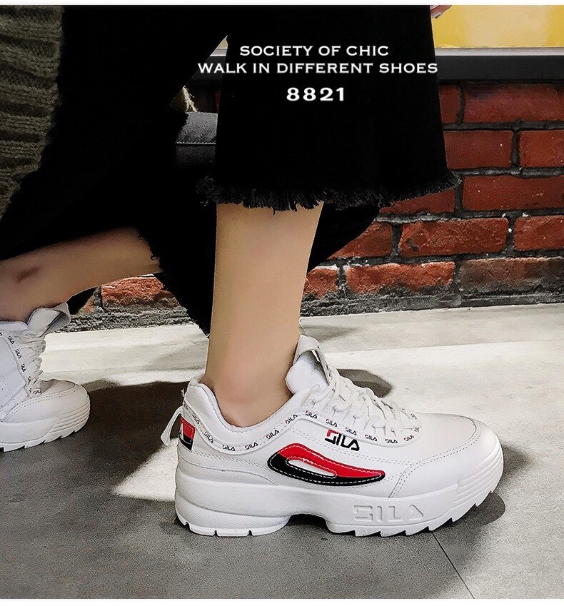 รองเท้าผ้าใบทรงSport Girl แต่งลายแฟชั่น (สีแดง)