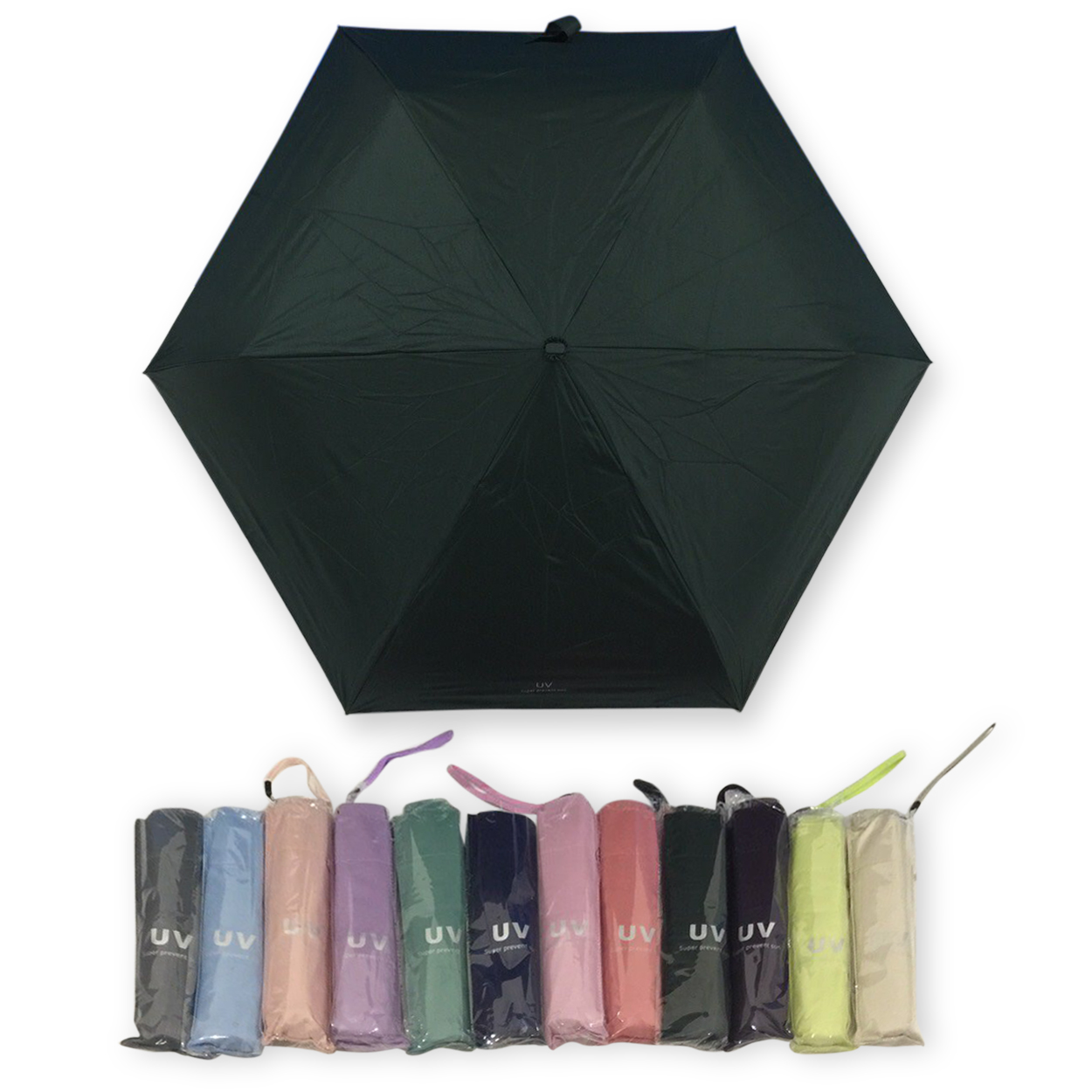 ร่มGBU3ตอนแบนเบารหัสGM345ยูวีดำ