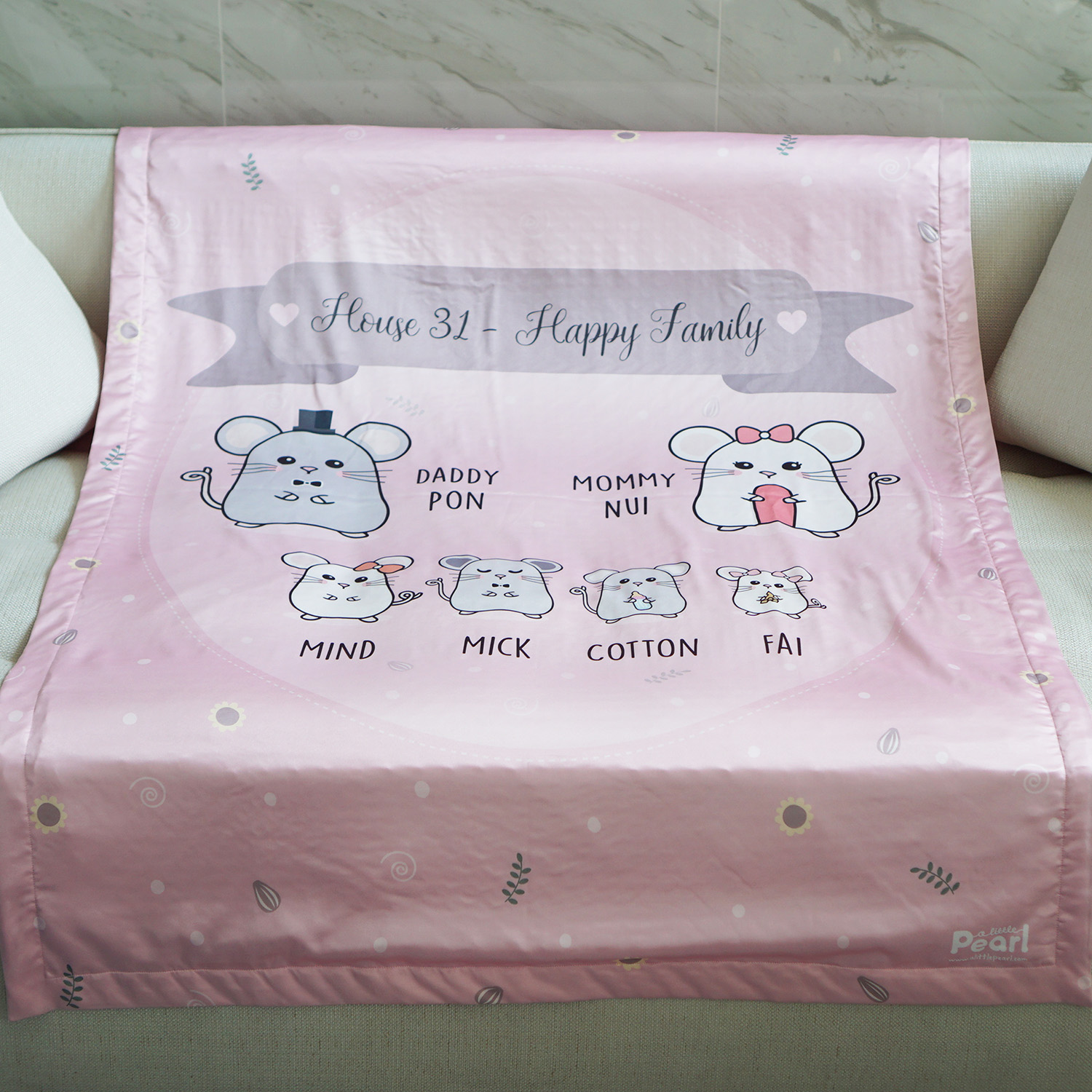 ผ้าห่มเด็ก ใส่ชื่อ ลาย Mini Mouse - Pink