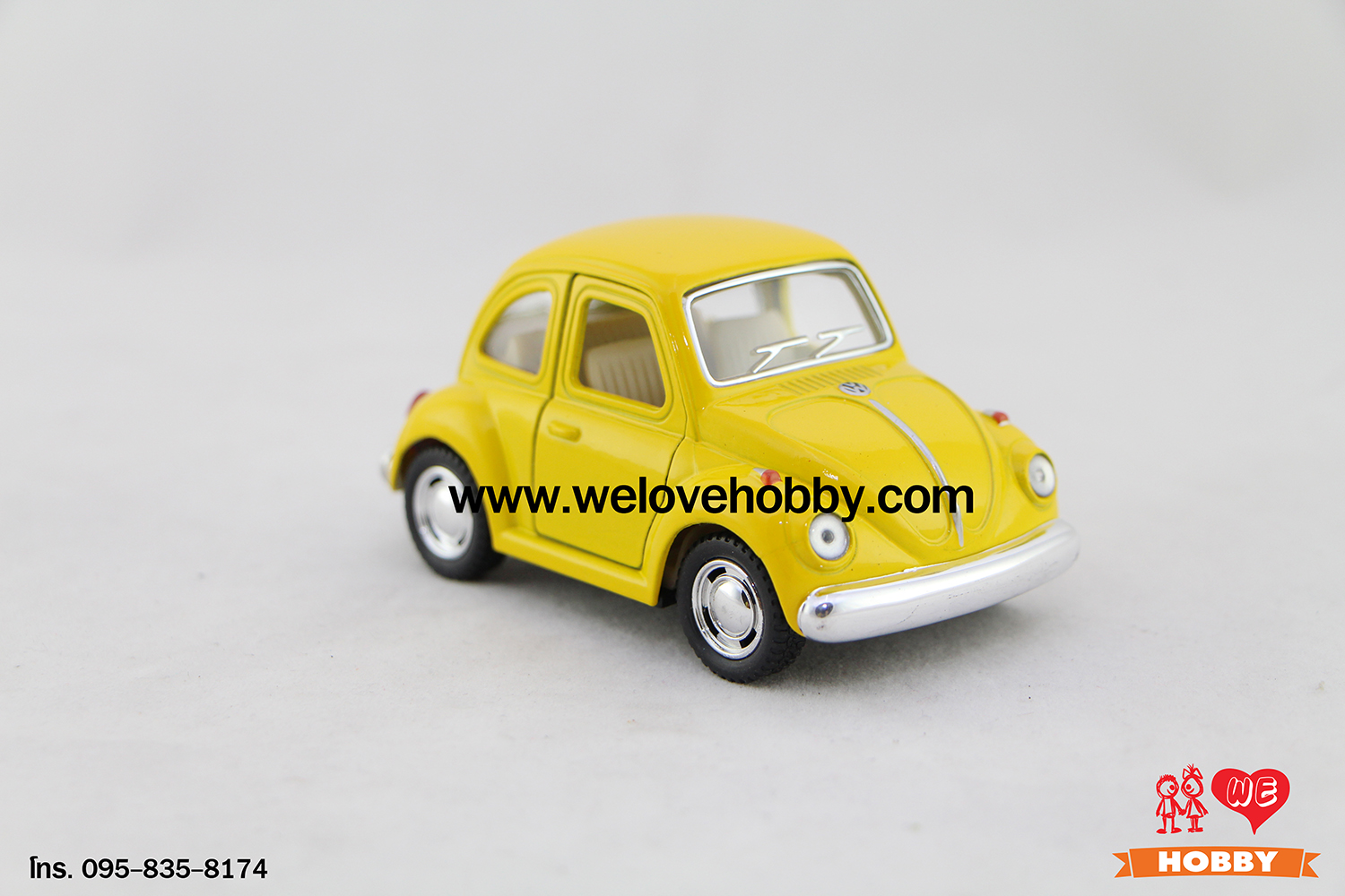 โมเดลรถคลาสสิค 1967 Volkswagen Classical Beetle ไซส์เล็ก สีเหลือง