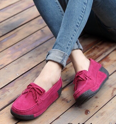 รองเท้าผ้าใบเตารีดหนังแท้ (สีบานเย็น)