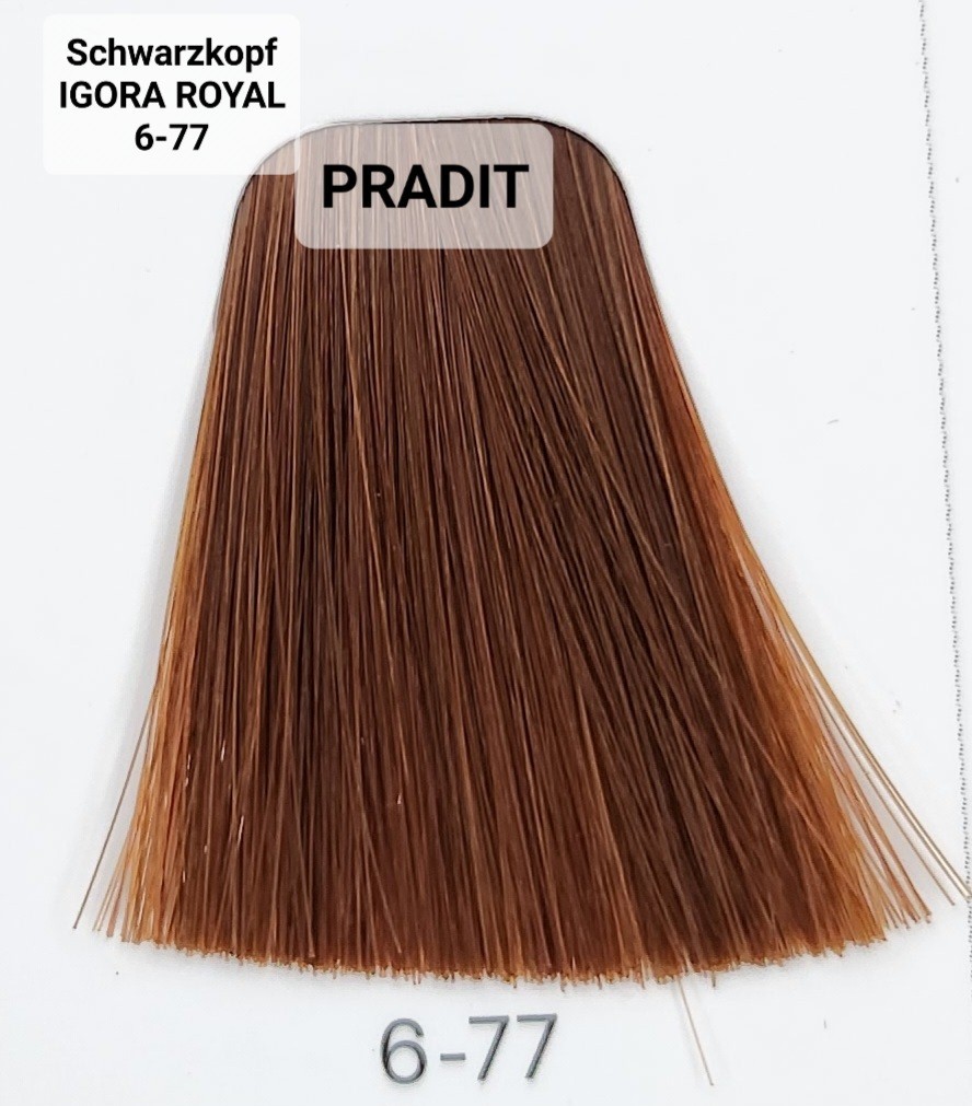 Schwarzkopf Igora Royal ครีมย้อมผม อีโกร่า รอยัล เบอร์6-77 สีบลอนด์เข้มทองแดงพิเศษ (60ml) 80 กรัม