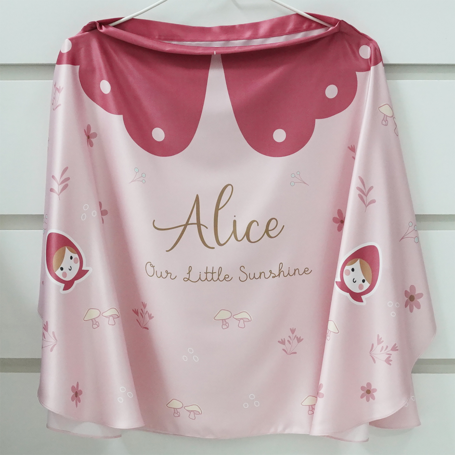 ผ้าคลุมให้นม สั่งทำใส่ชือ ลาย Little Red Riding Hood - Pink
