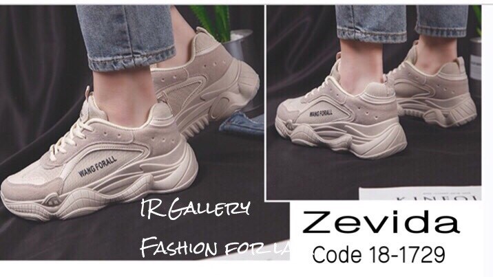 รองเท้าผ้าใบทรงSportแต่งโลโก้ข้าง (สีดำ)