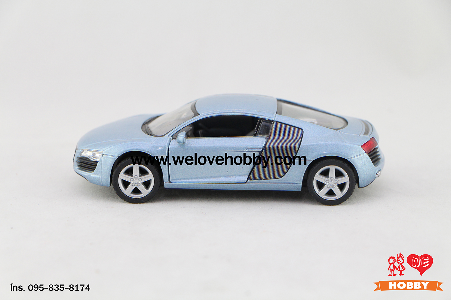 โมเดลรถซุปเปอร์ คาร์ Audi R8 สีฟ้า Scale 1:36