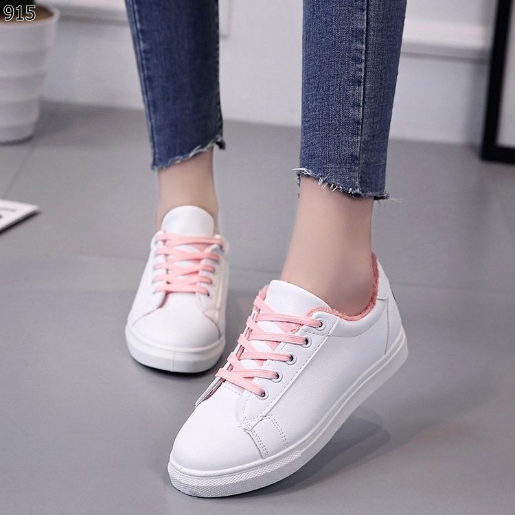 รองเท้าผ้าใบPUลายแมว (สีฟ้า)