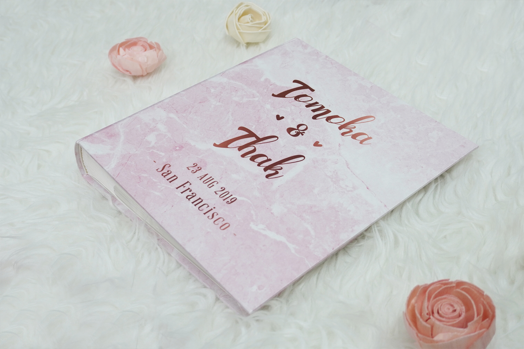 อัลบั้มสั่งทำใส่ชื่อ ลายหินอ่อนสีชมพู - Pink Marble - Copper