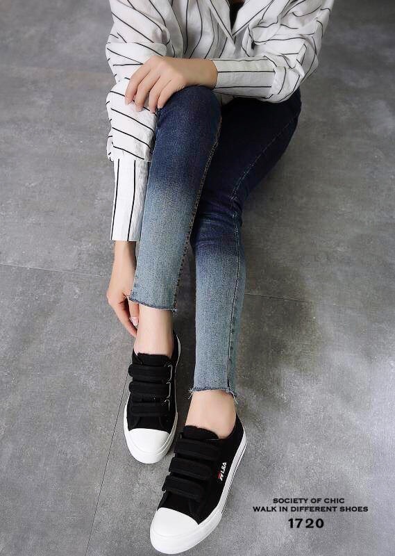 รองเท้าผ้าใบเมจิกเทป Style FILA (สีดำ)