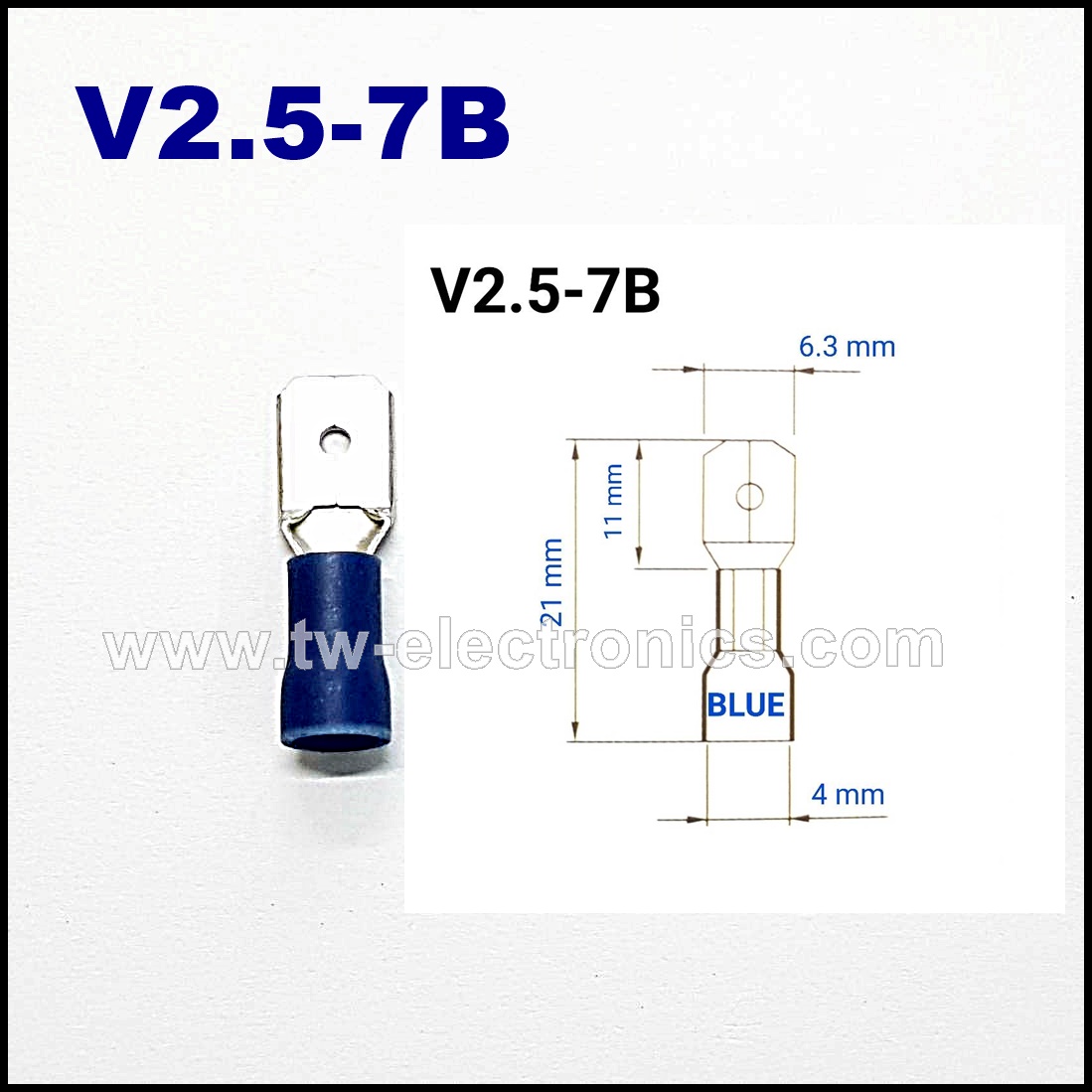 หางปลาเสียบแบน ตัวผู้ หุ้ม(สีน้ำเงิน) T-LUG / V2.5-7B
