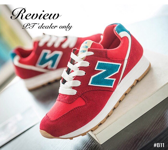 พร้อมส่ง : รองเท้าผ้าใบ NB พาสเทล (สีแดง)
