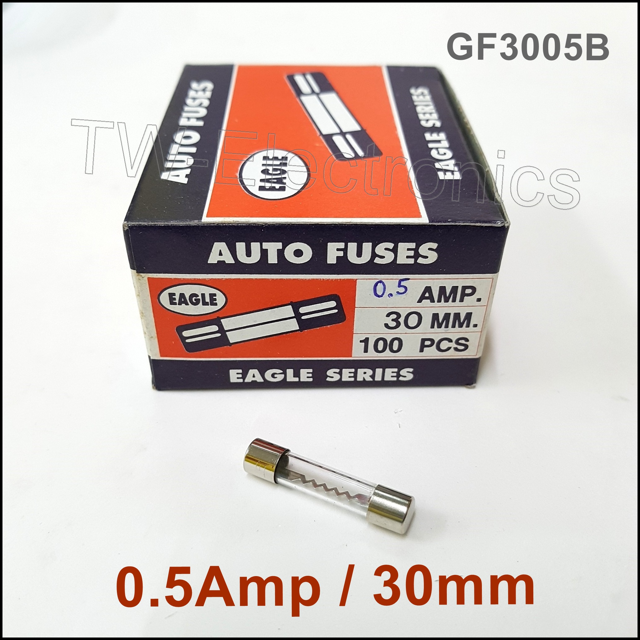 ฟิวส์แก้วยาว 0.5Amp / 30mm (100หลอด)