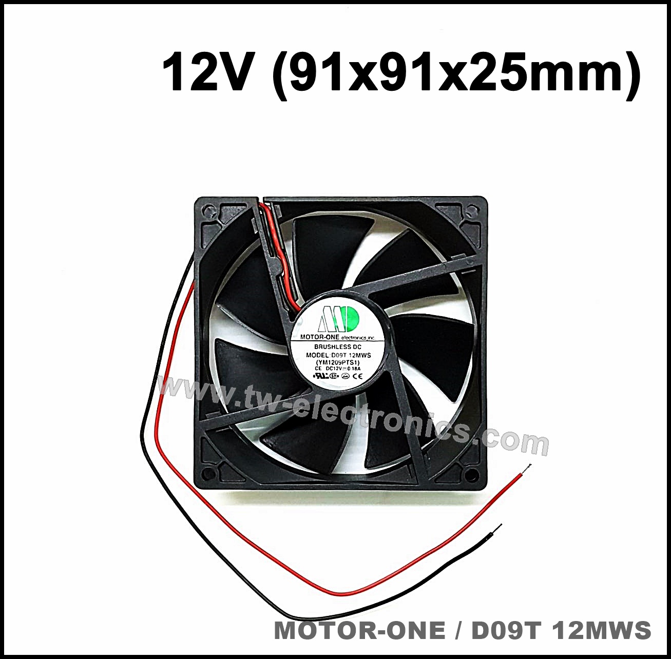 พัดลมระบายความร้อน 12V (91x91x25mm) MOTOR-ONE